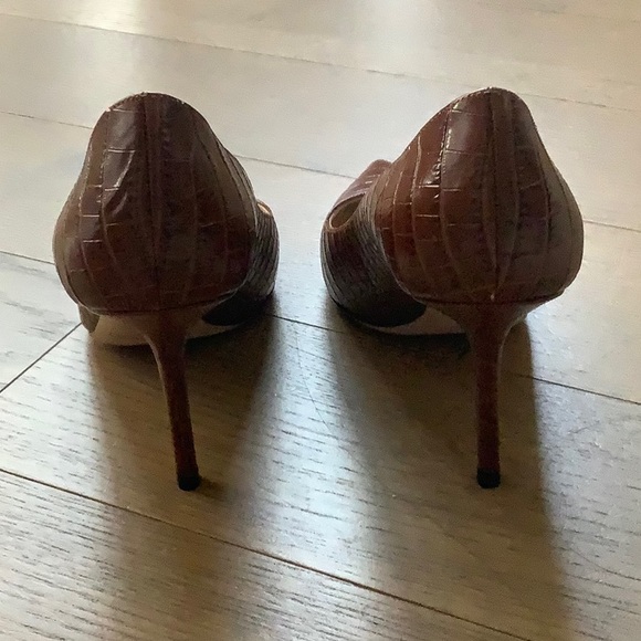 Love Chestnut Croc Embossed Pointed Toe Pump - Picture 4 of 8